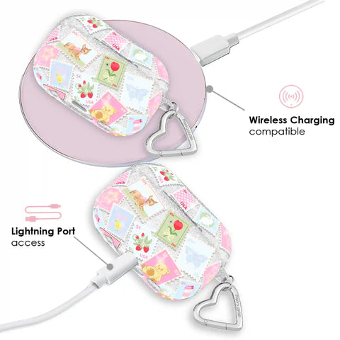 Spring Whimsy Stamps Glitter AirPod Case