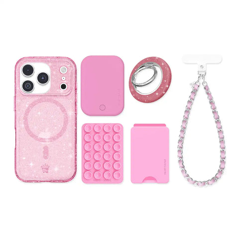 Pink Stardust Glitter iPhone Bundle Set