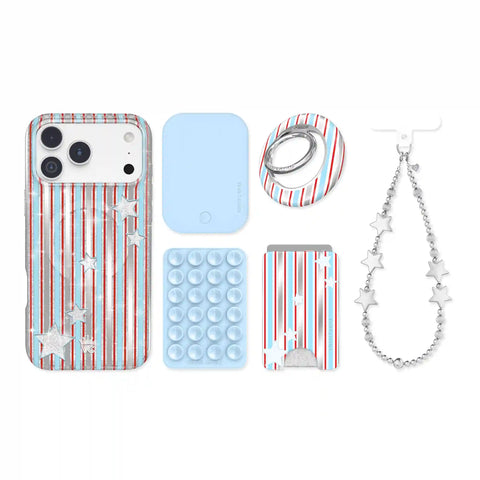 Stars & Stripes Glitter iPhone Bundle Set