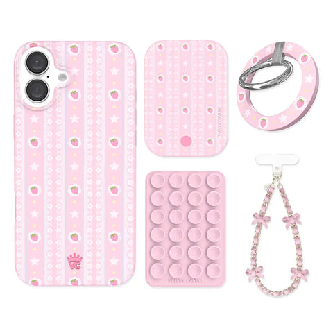 Strawberry Macaron iPhone Bundle Set - Grip