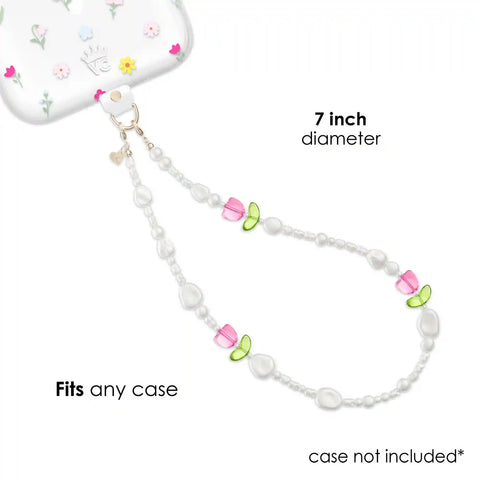 Tulip Pearl Chain Phone Charm