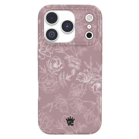 Dusty Rose Chrome Floral iPhone Case