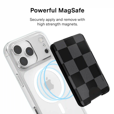 Noir Vibe Checkered Magsafe Wallet