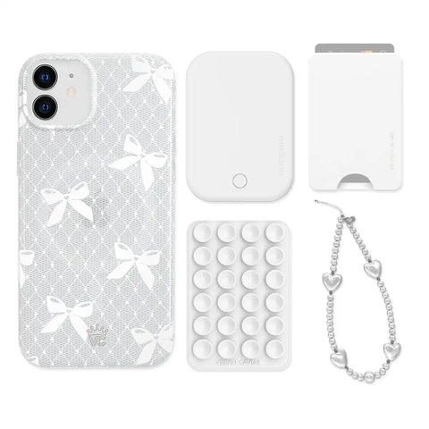 Vintage Lace Bows iPhone Bundle Set - Wallet