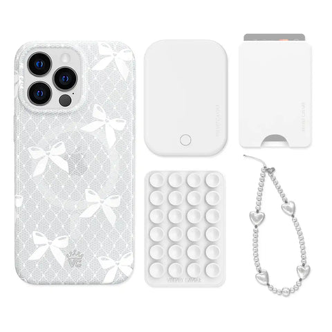 Vintage Lace Bows iPhone Bundle Set - Wallet