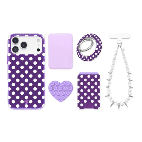 Violet Glow Polka Dot iPhone Bundle Set