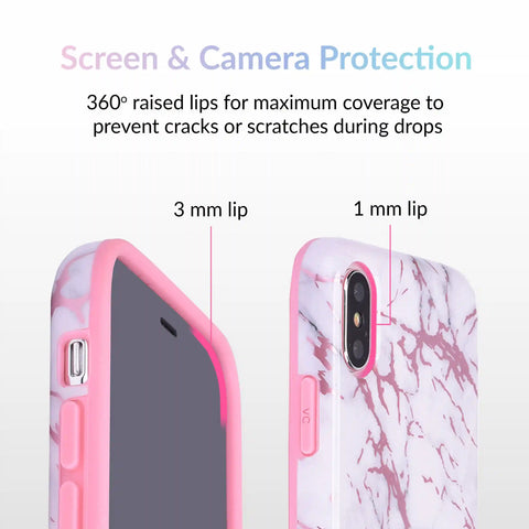 White Marble Pink Chrome iPhone Case