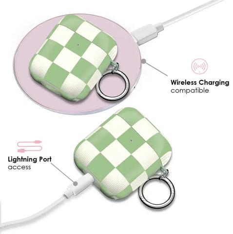 Pistachio Vibe Checkered AirPod Case
