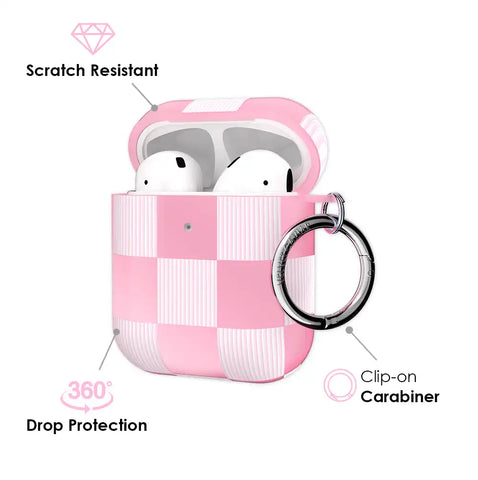 Pink Vibe Checkered AirPod Case
