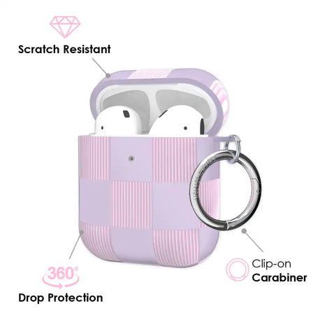 Lilac Vibe Checkered AirPod Case
