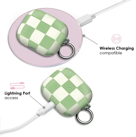 Pistachio Vibe Checkered AirPod Case