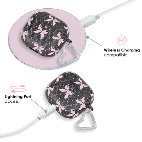 Lacy Pink Bows AirPod Case
