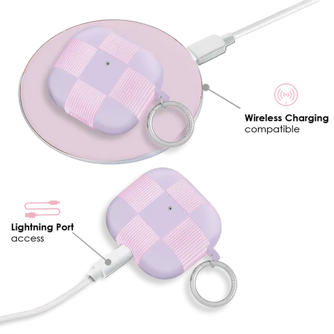 Lilac Vibe Checkered AirPod Case