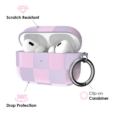 Lilac Vibe Checkered AirPod Case
