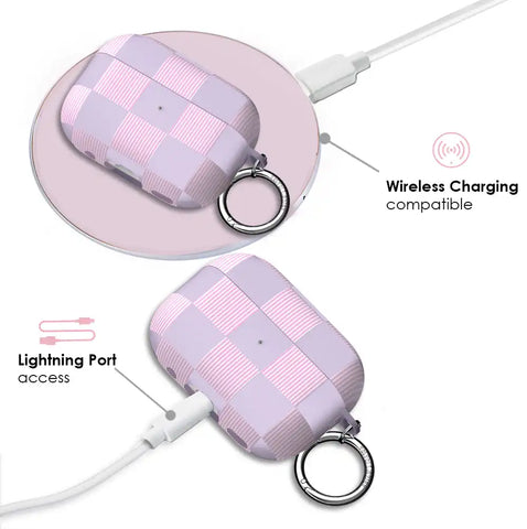 Lilac Vibe Checkered AirPod Case