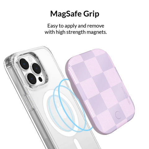 Lilac Vibe Checkered Portable MagSafe Charger Power Pack