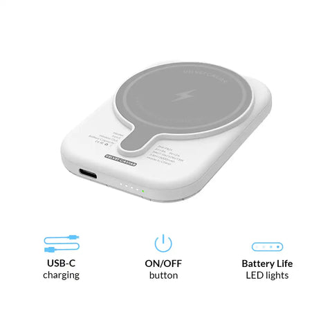 French Blue Floral Portable MagSafe Charger Power Pack