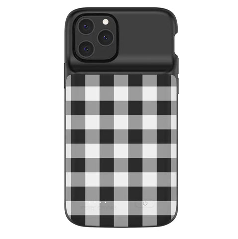 Black Gingham iPhone Charging Case