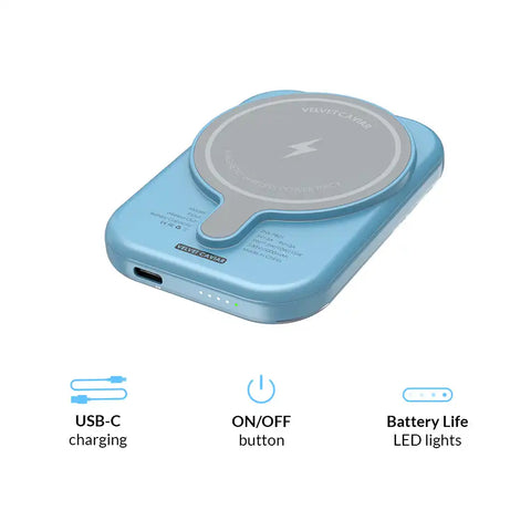 Blue Sapphire Leopard Portable MagSafe Charger Power Pack