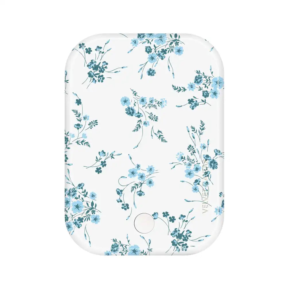 French Blue Floral Portable MagSafe Charger Power Pack
