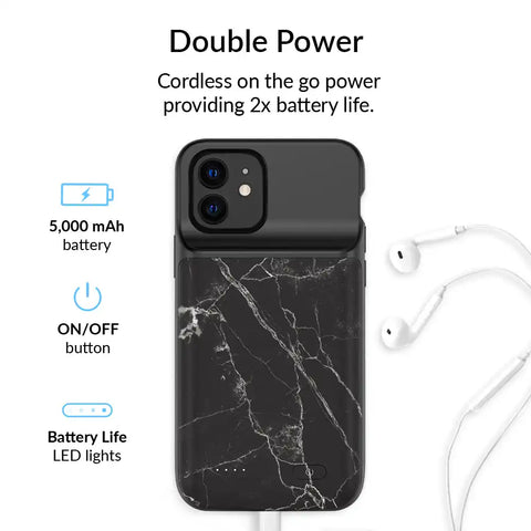 Black Marble iPhone Charging Case