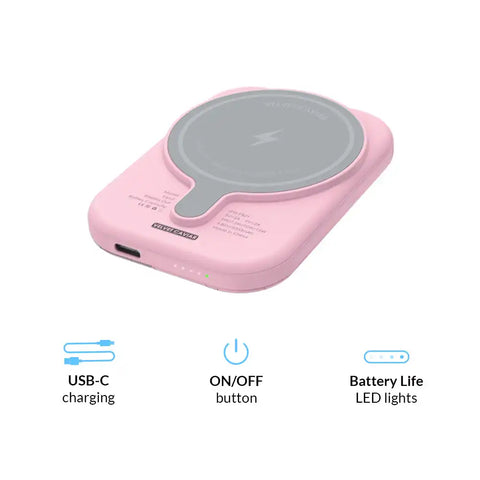 Posie Pink Bow Portable MagSafe Charger Power Pack