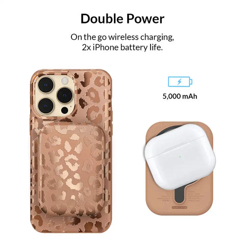 Bronze Leopard Portable MagSafe Charger Power Pack