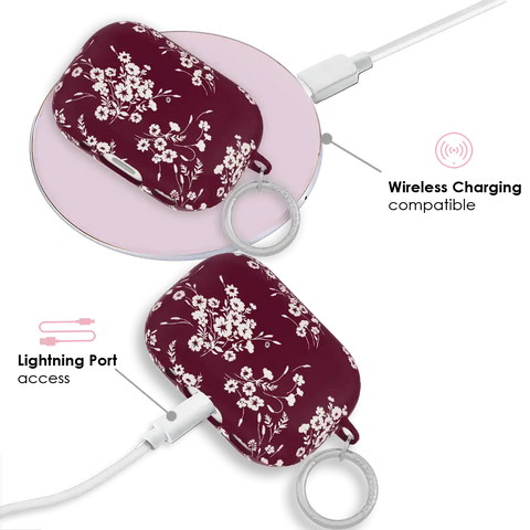 French Burgundy Floral AirPod Case