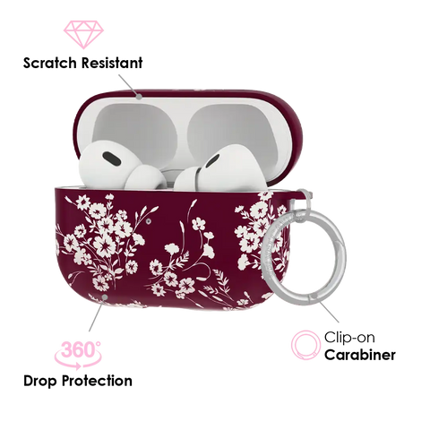 French Burgundy Floral AirPod Case