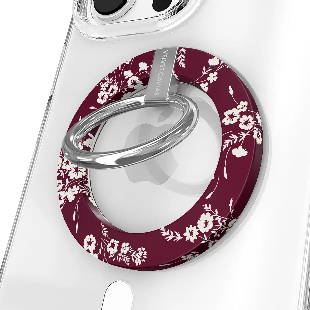 French Burgundy Floral MagSafe Grip Ring