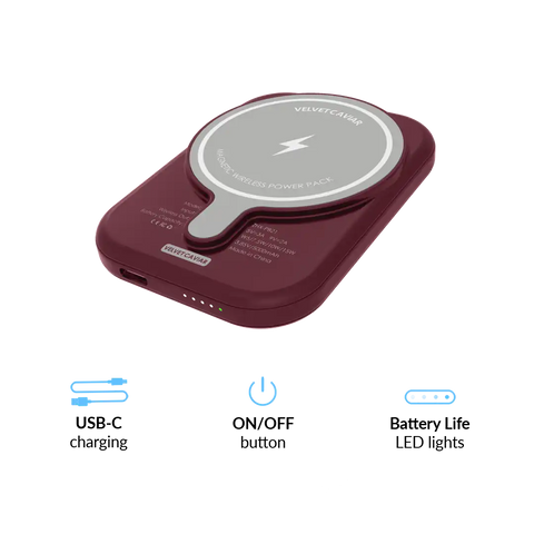 Burgundy 1990 Portable MagSafe Charger Power Pack