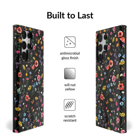 Black Wildflower Samsung Case