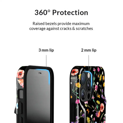 Black Wildflower iPhone Wallet Case