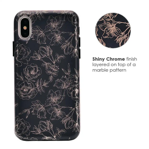Floral Rose Gold Chrome iPhone Case