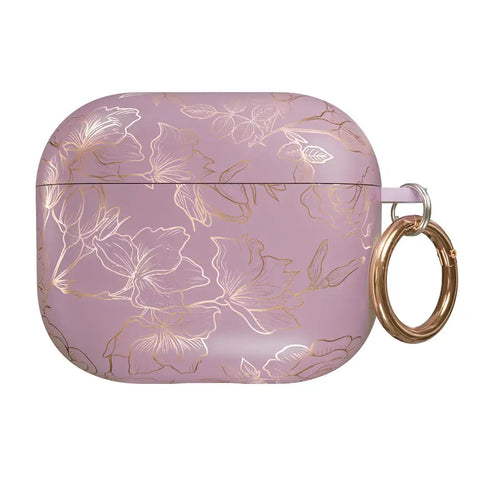 Dusty Rose Chrome Floral AirPods Case