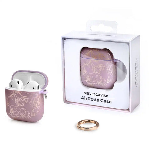 Dusty Rose Chrome Floral AirPods Case