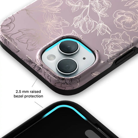 Dusty Rose Chrome Floral iPhone Case