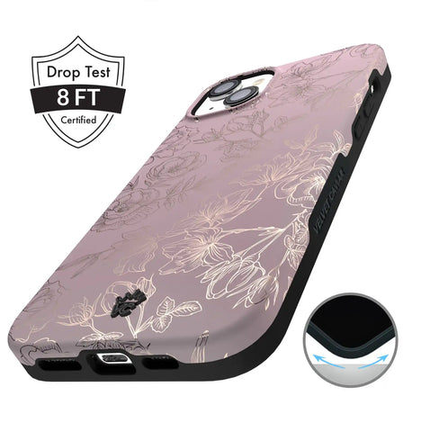 Dusty Rose Chrome Floral iPhone Case