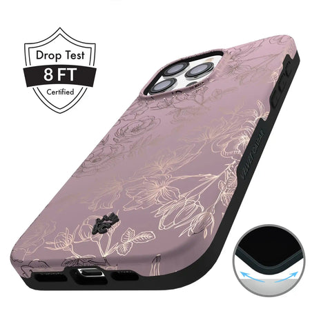 Dusty Rose Chrome Floral iPhone Case