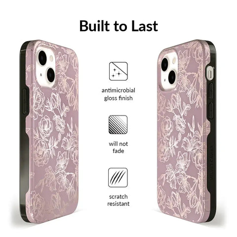 Dusty Rose Chrome Floral iPhone Case