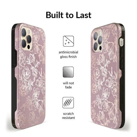 Dusty Rose Chrome Floral iPhone Case