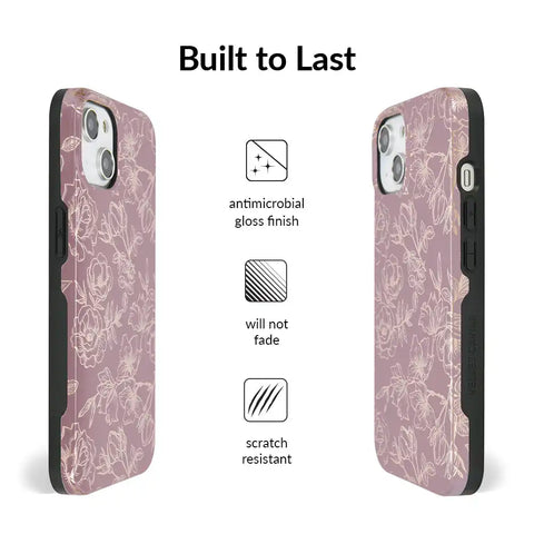 Dusty Rose Chrome Floral iPhone Case