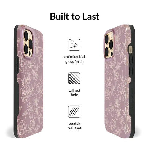 Dusty Rose Chrome Floral iPhone Case