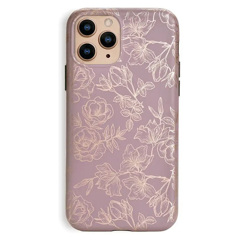 Dusty Rose Chrome Floral iPhone Case