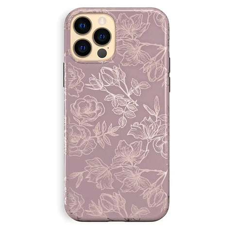 Dusty Rose Chrome Floral iPhone Case