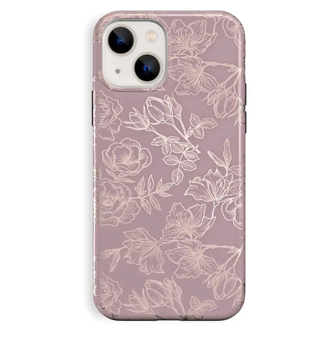 Dusty Rose Chrome Floral iPhone Case