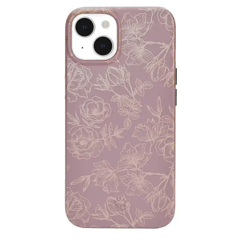 Dusty Rose Chrome Floral iPhone Case