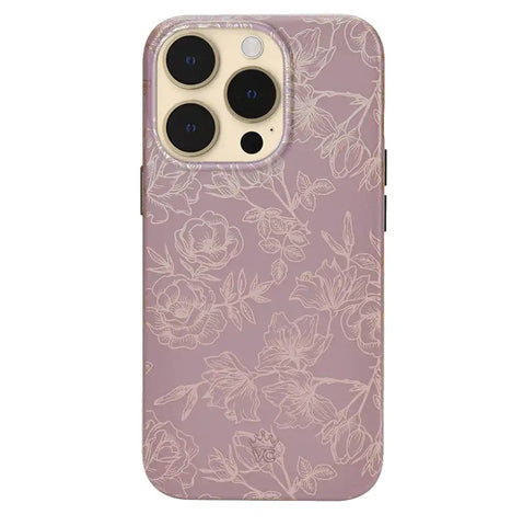 Dusty Rose Chrome Floral iPhone Case