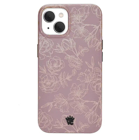 Dusty Rose Chrome Floral iPhone Case