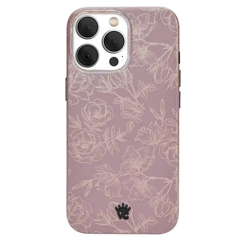Dusty Rose Chrome Floral iPhone Case